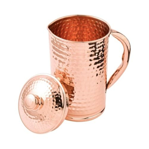 Pichet en cuivre martelé vintage avec couvercle et poignée, 1,0 L, carafe à eau en métal écologique pour boissons, usage domestique, hôtelier et mariage - Product Image 6