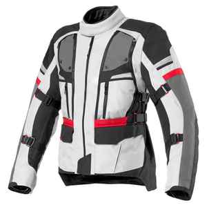 Chaqueta de Motocicleta Unisex de Manga Larga, Impermeable y Cortavientos, con Bloques de Color Gris, Negro y Rojo, Ropa de Carreras Textil, Armadura CE, Transpirable - Product Image 3