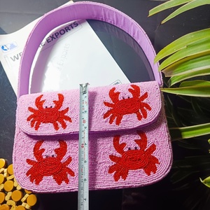 Sacs de rangement pour vêtements faits à la main, brodés de tortues marines, en coton 100% écologique et durable, avec perles violettes, pour bijoux individuels - Product Image 1