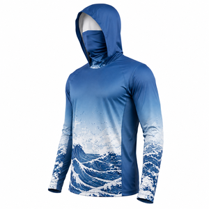 Sudadera con Capucha de Pesca de Secado Rápido para Hombre, Manga Larga, Transpirable, Estampado de Olas, UPF 50, Ropa Deportiva para Primavera/Verano, Estilo Deportivo, Personalizable - Product Image 4