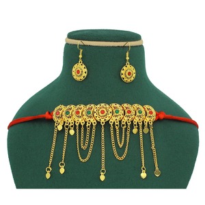 Ensemble de collier choker en or arabe élégant pour femmes, ensemble de bijoux de mariée traditionnels du Moyen-Orient, style Dubaï, bijoux de luxe Dubaï - Product Image 2