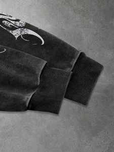 Sweat à capuche oversize délavé pour homme, coupe ample, style streetwear, tissu épais, idéal pour la gym et les loisirs, collection hiver, prix abordable - Product Image 3