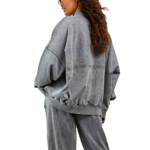 Chándal de lavado ácido para mujer con estampado de logotipo totalmente personalizado, tendencia superior, última llegada, chándal de lavado ácido para mujer 2026 - Product Image 3
