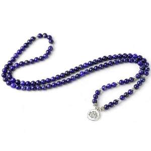 Collier pour femme en alliage de lapis-lazuli en forme de fleur avec pendentif en pierre, style bouddhiste romantique pour les occasions festives - Product Image 4