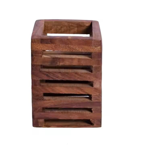 Portalápices de madera pequeño hecho a mano, organizador de escritorio de madera, soporte para bolígrafos de mesa de madera, artesanía natural. - Product Image 4