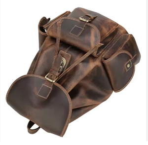 genuine leather laptop <b>backpack</b> handmade durable vintage stylish secure padded compartment spacious unisex travel <b>college</b> - Product Image 2
