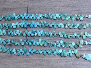 AAA+ Turquoise 7x5mm Pear Faceted Briolette Beads Natural Arizona Turquoise Semiprecious Gemstone Loose Beads For Jewelry Making - Product Image 3
