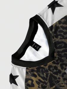 Breathable Mesh Men Custom <b>Soccer</b> Jersey retro Vintage Oversized Streetstyle Number Shirt Leopard Print American Football Jersey - Product Image 4