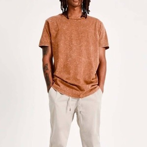 Camisetas de Hombre 100% Algodón de Alta Calidad, Camisetas de Manga Corta de Color Puro, Camisetas Tejidas con Lavado Ácido para Hombre - Product Image 3