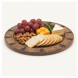 Assiette de présentation en bois d'acacia de luxe, faite à la main, écologique, avec motif d'arbre gravé au laser personnalisé, vente en gros - Product Image 4