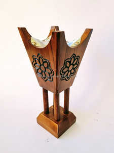 Brûleur Bakhoor en bois naturel de créateur Porte-encens arabe de luxe pour les cadeaux, décor de Ramadan Kareem et d'Eid Mubarak - Product Image 2