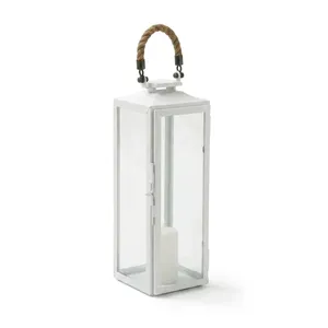 High Quality Classic Stainless Steel Metal <b>Candle</b> Holder <b>Lanterns</b> with Jute Rope Handle for Home Decoration - Product Image 6
