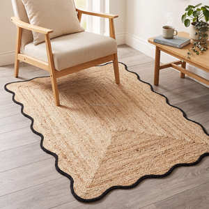 Grand tapis rectangulaire en jute tressé, écologique, adapté aux animaux domestiques, personnalisable, pour salon et chambre à coucher de style bohème - Product Image 6