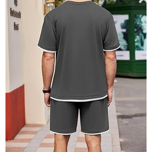 Mens 2 Piece Streetwear <b>Set</b> Manufacturer Cotton T Shirt Cargo Shorts OEM ODM Custom Logo Bulk - Product Image 4