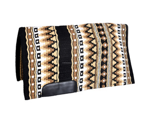 Nuevo producto White Western Show Saddle Pad Green Golden Shades Pad para exportación mundial desde India - Product Image 1