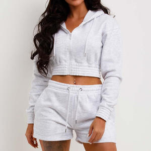 Conjunto de Sudadera con Capucha y Pantalones Cortos para Mujer al por Mayor, Impresión de Logotipo Personalizado, Marca Privada, Ropa de Salón de Moda, Proveedor OEM ODM - Product Image 5