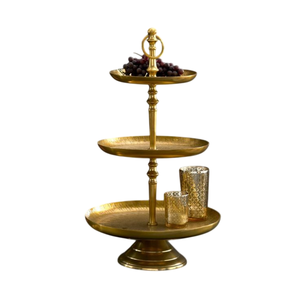 Table Top Centerpiece Elegance <b>Decorative</b> 2 Tier Brass Gold Plated <b>Cake</b> Stand Home <b>Decorative</b> Hotels And Restaurant <b>Supplies</b> - Product Image 2