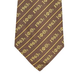 Corbata de Seda Iota Phi Theta Marrón Dorado 1963, Accesorio Clásico Formal Premium para Fraternidad Griega - Product Image 5