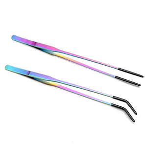 COBECO INSTRUMENTS Pinzas de Alimentación para Reptiles Extra Largas de Acero Inoxidable con Recubrimiento de Color Titanio, Herramienta de Alimentación para Acuarios - Product Image 1