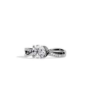 Anillo de compromiso de diamante talla brillante redondo para mujer, engaste de púas, estilo floral, joyería fina - Product Image 3