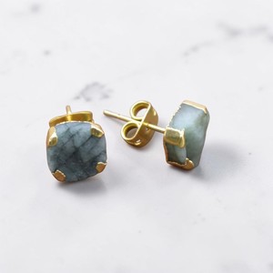 Wholesale Third Party Certified Green <b>Emerald</b> <b>Stud</b> Earrings Women 14K Gold Plated Raw Birthstone Gemstone Minimalist Spring - Product Image 2