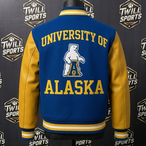 Veste universitaire personnalisée en laine et cuir, veste bomber de sport pour université et collège, manteau de lycéen, mode masculine Alaska - Product Image 4