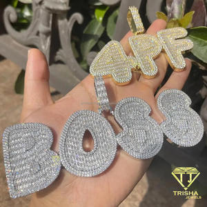 Moissanite Diamond Custom Letter Necklace <b>Iced</b> Out Hip Hop Pendant Gold <b>Chain</b> Luxury Jewelry Gift - Product Image 4