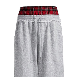 Pantalon ample décontracté en molleton de coton léger pour homme, à rayures personnalisées, taille élastique mi-haute, coupe large et oversize, vente en gros - Product Image 4