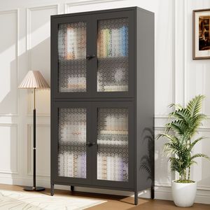 Libreria Classica in Metallo Autoportante con 4 Ante e 4 Ripiani per Soggiorno e Conservazione Domestica - Product Image 1
