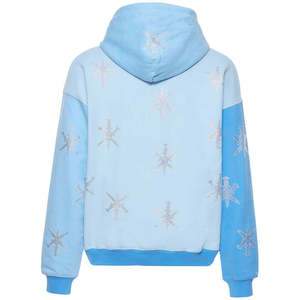 Sudadera con capucha azul personalizada de dos tonos con cremallera, estilo Y2K, streetwear, oversize, con estampado gráfico de estrellas y cristales brillantes, unisex. - Product Image 6