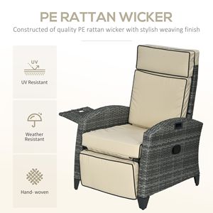 Sedia reclinabile da patio color kaki con schienale regolabile e vassoio laterale per una comoda seduta all'aperto - Product Image 5