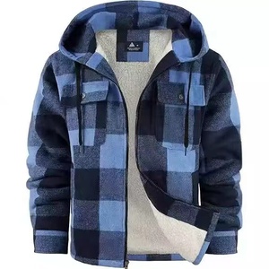 Unisex Flannel Shirt Jacket Canvas Plaid Cartoon Patchwork Full Zip Hoodie Winter Streetwear <b>Coat</b> - Product Image 1