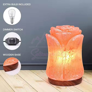 Lámpara de Sal del Himalaya Hecha a Mano con Base de Madera, Luz Relajante - Product Image 6