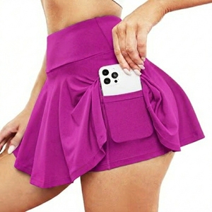 Falda deportiva transpirable de verano para mujer con diseño de cintura natural en A y bolsillo antideslizante para yoga - Product Image 2