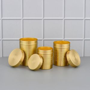Vintage Design Hammered Gold Brass <b>Canisters</b> With Airtight Lids For <b>Kitchen</b> Spice Storage Organizer <b>Set</b> Handcrafted - Product Image 2