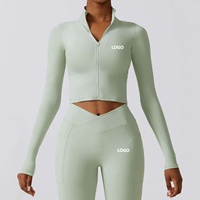 Set Yoga Wanita Premium Berkualitas Tinggi Desain Terbaru Bahan Solid Ramah Lingkungan Bernapas Cepat Kering Spandex/Nylon 2-Piece Custom