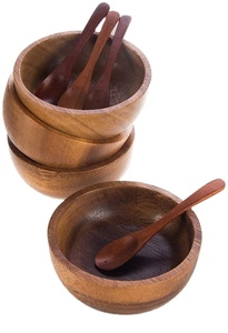 Petit bol en bois d'acacia, écologique, poli, pour la rentrée scolaire, idéal pour servir les aliments - Product Image 2
