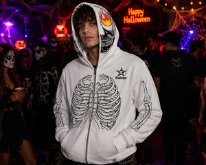 Sudadera con Capucha Blanca para Hombre Salstar, con Cierre, Estampado de Calavera, Estilo Casual, Corte Regular, para Otoño - Product Image 4