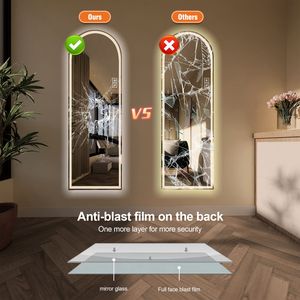 65\" X 21\" LED <b>Full</b>-<b>Length</b> <b>Mirror</b> Arch Design Dimmable High Definition Brightly Lit Makeup Studio Wall-Mounted <b>Standing</b> More" - Product Image 6