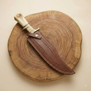 Cuchillo de Caza Bowie de Acero de Damasco con Hoja de Punta Clip y Funda de Cuero, Hecho a Mano, Hoja Fija, Supervivencia al Aire Libre, OEM Disponible - Product Image 6