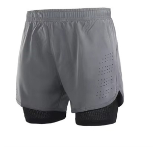 Men's 2-in-1 Running Shorts Quick Dry Breathable Mesh Lining Elastic Waist Drawstring Sports Shorts for Gym Jogging - Product Image 2