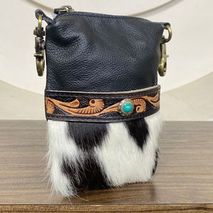 New High-Quality Western Hand Tooled Cowhide Leather Waist <b>Bag</b> with Small <b>Phone</b> Purse <b>for</b> Women's Motorcycle Riding Hip Pouch - Product Image 5
