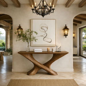 Mesa de Consola de Madera Natural, Muebles Modernos Hechos a Mano para Sala de Estar, Hotel, Muebles de Madera Sólida de Alta Gama para Entrada y Villa - Product Image 4