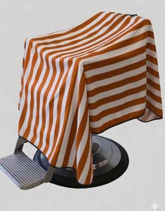 Bata de Barbero Impermeable de Poliéster Naranja y Blanco con Detección de Agujas y Fusión sin Costuras Unisex - Product Image 1