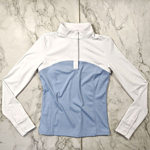 Chemise d'équitation élégante pour femme en cuir véritable respirant, manches longues, prête pour la concours, couleur blanche - Product Image 4