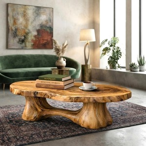 Wholesale Handmade Natural Wood <b>Coffee</b> <b>Table</b> Durable Japandi Wabi-Sabi Decor Organic Modern Live Edge - Product Image 4