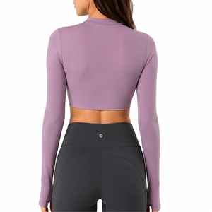 Camiseta de Yoga de Manga Larga para Mujer, con Logotipo Frontal, Antibacteriana, Ajustada, para Entrenamiento, Gimnasio, Ropa Deportiva, Suave y Cómoda - Product Image 3