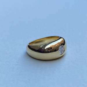 Lab Grown Diamond <b>Dome</b> <b>Ring</b> Bezel Set IGI Certified 925 Sterling Silver Chunky Band Minimalist Statement Engagement Anniversary - Product Image 2