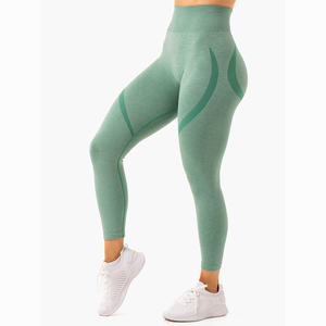 Leggings de sport taille haute à compression pour femme, sans couture, effet froncé aux fesses, pour fitness, course et yoga, coloris tendance - Product Image 6