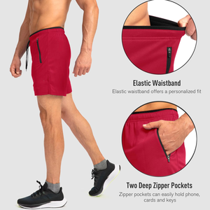Pantalones Cortos Deportivos para Hombre, de Secado Rápido, Transpirables, con Bolsillo con Cremallera y Cintura Elástica, para Correr y Entrenar - Product Image 3